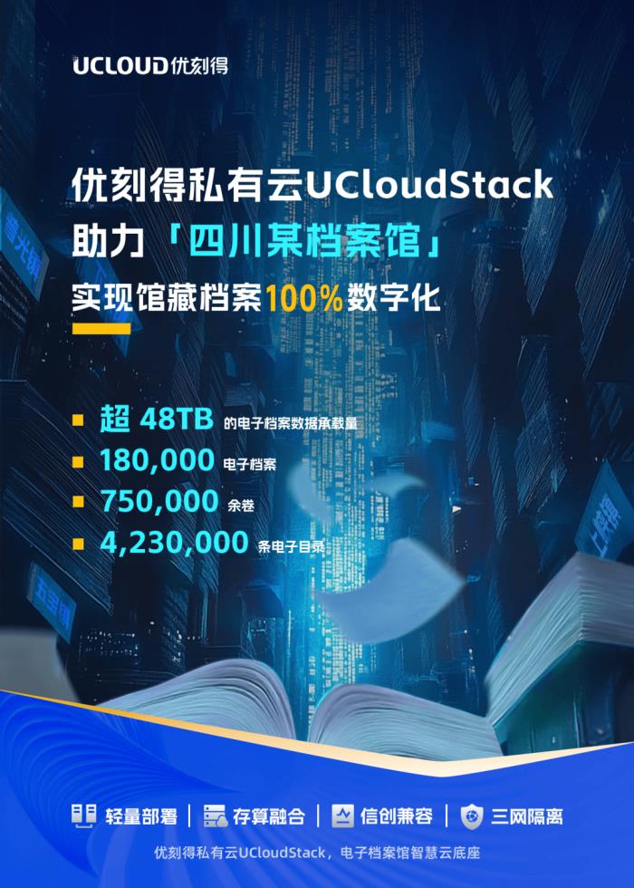 館藏檔案100%數(shù)字化！優(yōu)刻得私有云構(gòu)建電子檔案館智慧云底座