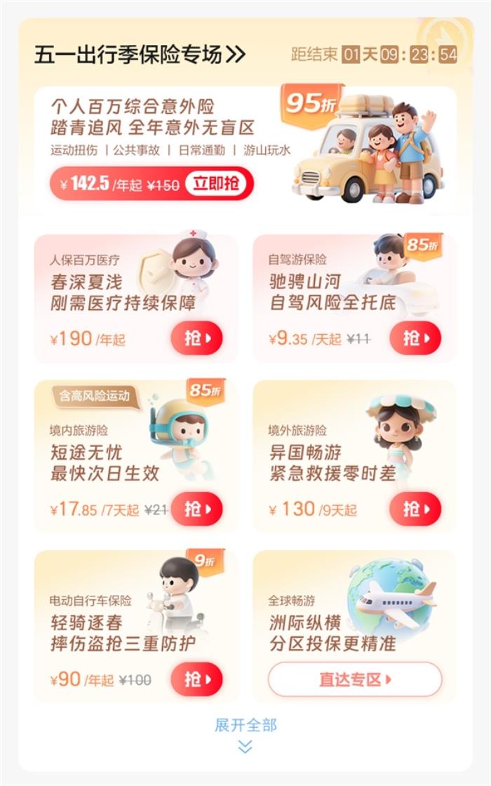 人保app等保險線上平臺以產(chǎn)品折扣活動備戰(zhàn)“五一”