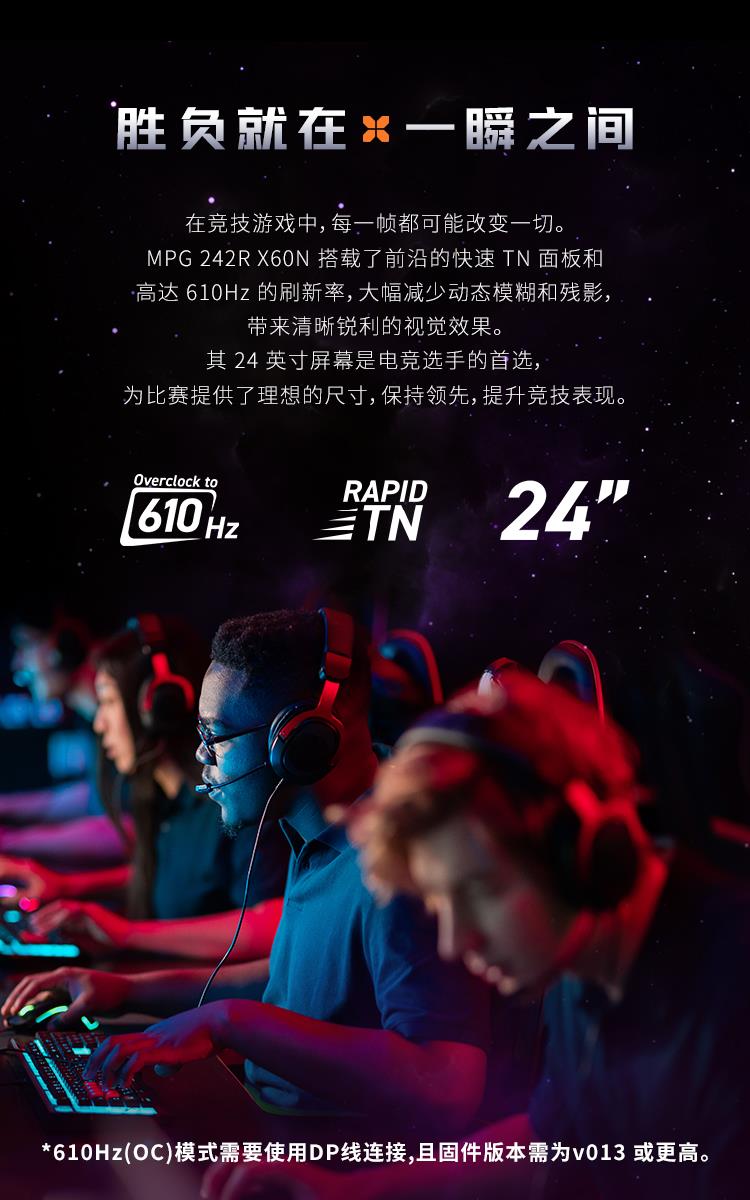 微星首破電競(jìng)極限！MPG 242R X60N 顯示器攜610Hz刷新率震撼登場(chǎng)